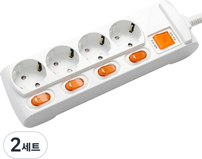 거성산업 개별스위치 안전멀티탭 4구 + 안전커버 2p GS-C16A4SS, 2세트, 3.5m