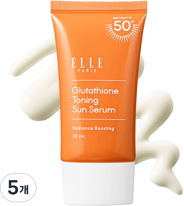 ELLE PARIS 글루타티온 토닝 선세럼 SPF50+ PA++++, 5개, 50ml