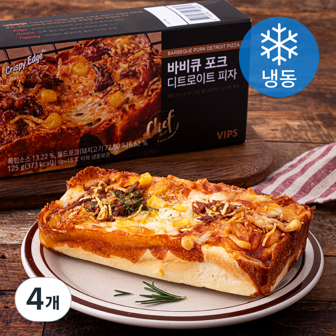 빕스 바비큐 포크 디트로이트 피자 (냉동), 125g, 1개입, 4개