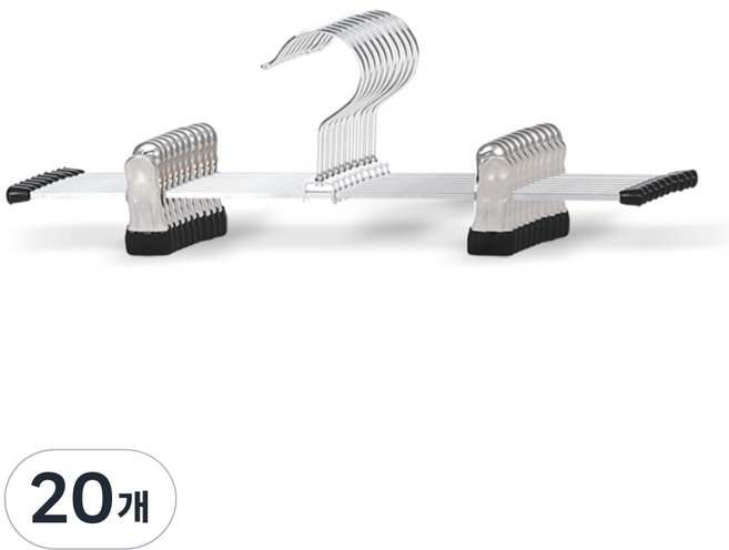 마켓플랜 원핏 논슬립 집게 바지걸이, 블랙, 20개