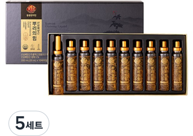 천지인 뿌리의 힘 산삼배양근 + 쇼핑백, 200ml, 5개