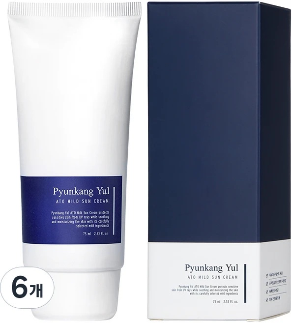편강율 아토 마일드 선크림 SPF50+ PA++++, 75ml, 6개 - 쿠팡
