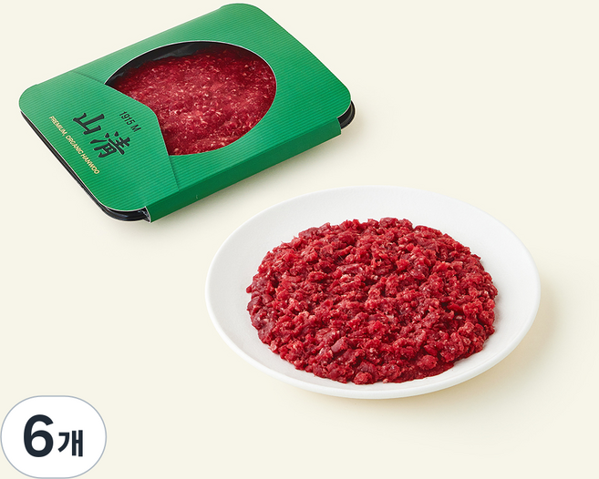 유기축산물 인증 산청 한우 다짐육 1등급 (냉장), 200g, 6개