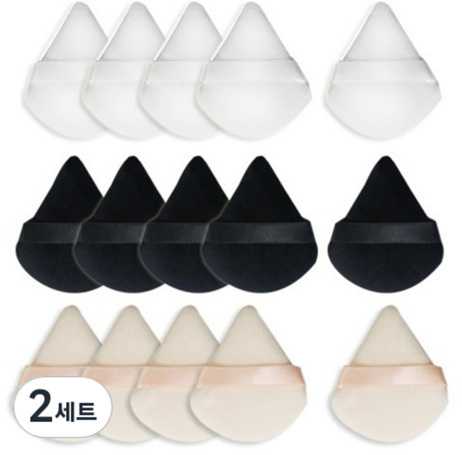 OON 물방울 보송 파우더 퍼프 화이트 5p + 블랙 5p + 스킨 5p 세트, 2세트, 화이트, 블랙, 스킨