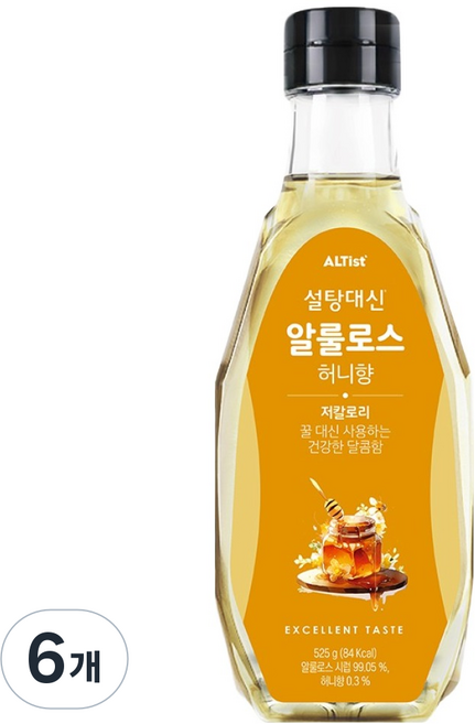 설탕대신 알룰로스 허니향 시럽, 525g, 6개