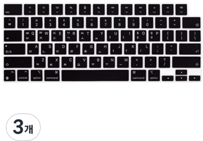 오펜트 맥북 에어13 M2 M3 M4 / 에어15 M2 M3 M4 / 프로14 M1 M2 M3 M4 공용 실리콘 한영 키보드 키스킨, 올블랙, 3개