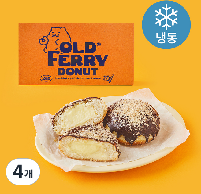올드페리도넛 보스턴 크림 도넛 (냉동), 145g, 4개, 2개입