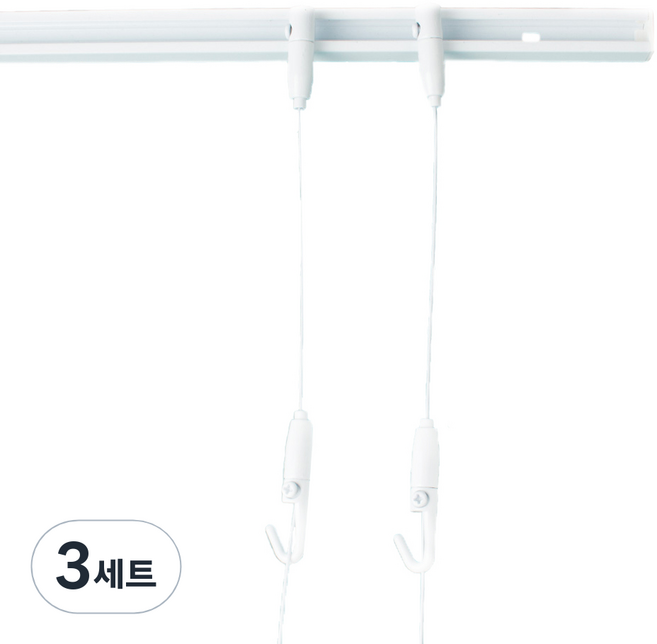 벽면 간편레일 1m 세트, 화이트, 3세트