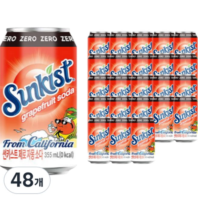썬키스트 제로 자몽소다, 355ml, 48개