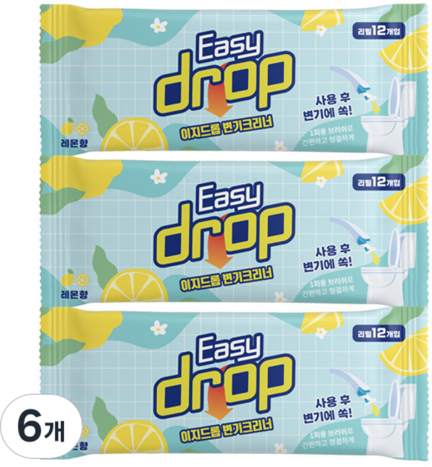 이지드롭 일회용 변기크리너 리필 대용량, 6개