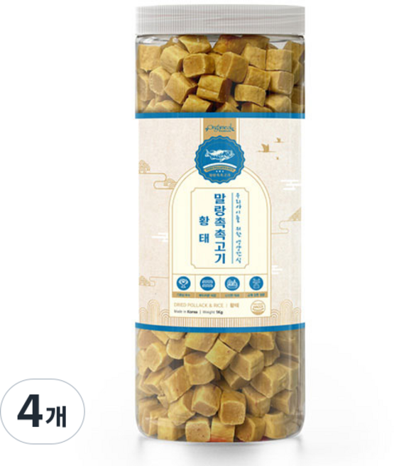 올가밀 강아지 말랑 촉촉 고기 트릿, 황태, 1kg, 4개