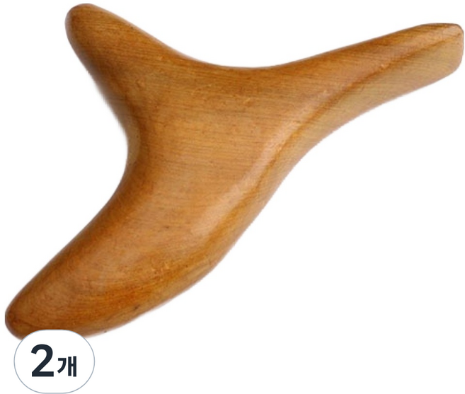 피앤케이 삼각 우드 괄사 마사지기 얼굴 목 발 지압봉, 우드 브라운, 2개