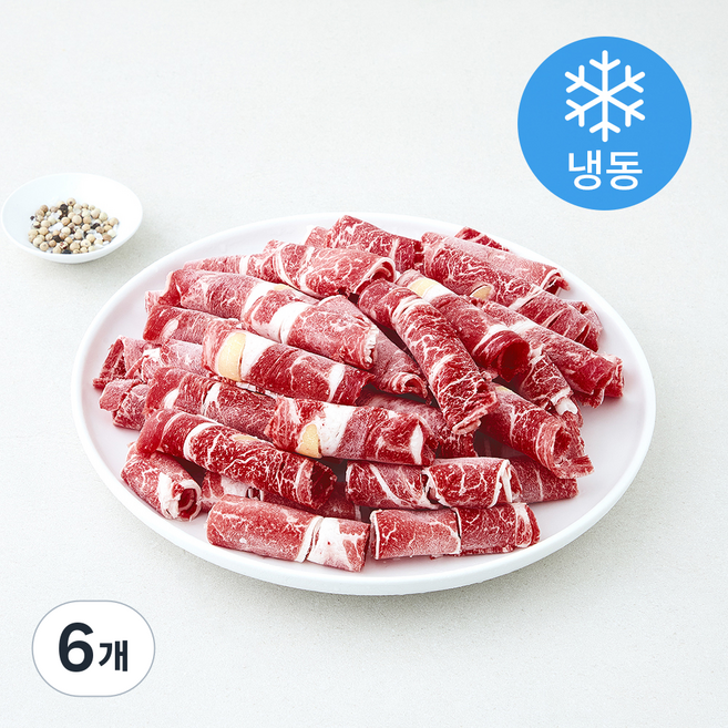 3등급 한우 등심 샤브샤브용 (냉동), 6개, 600g