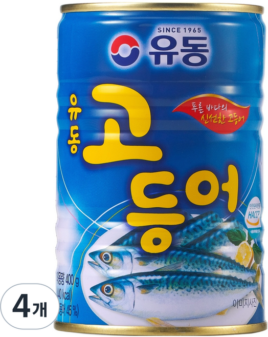 유동 고등어캔, 400g, 4개