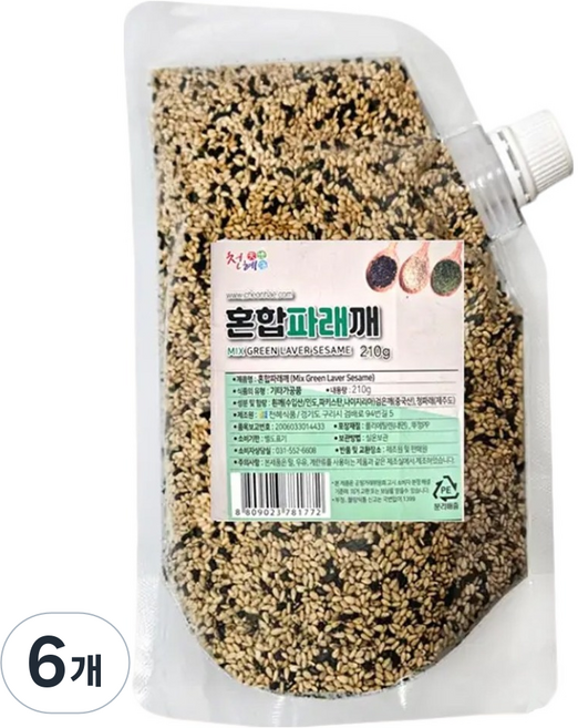 천혜식품 혼합 파래깨, 210g, 6개