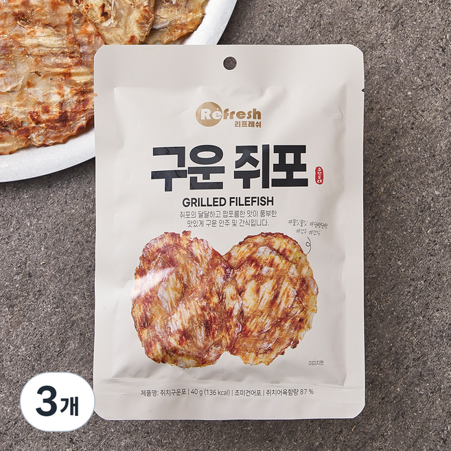 리프레쉬 구운 쥐포, 40g, 3개