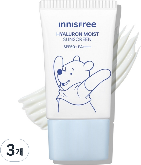 INNISFREE 小熊維尼聯名款 玻尿酸保濕防曬霜 SPF50+ PA++++, 50ml, 3個