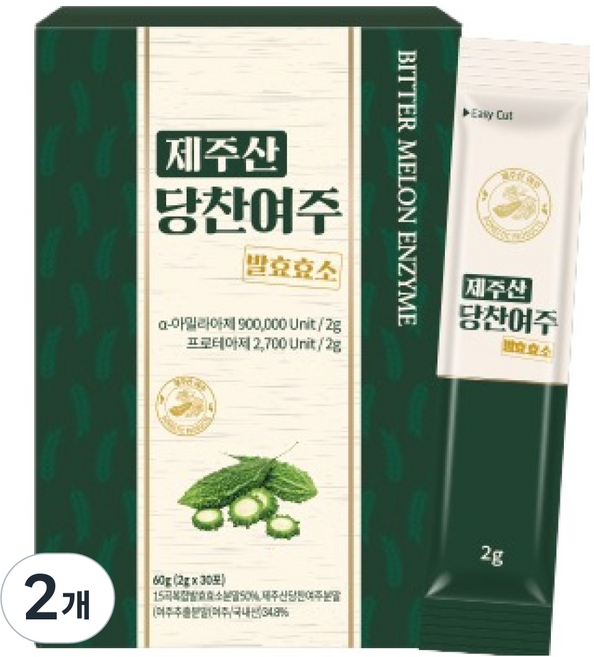지비엠에스 제주산 당찬여주 발효효소 30p, 60g, 2개