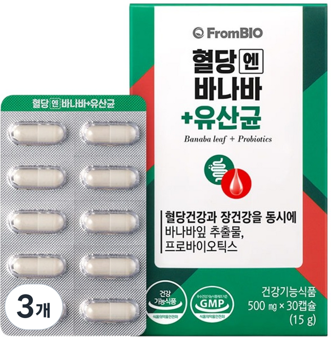 프롬바이오 혈당엔 바나바+유산균, 3개, 30정