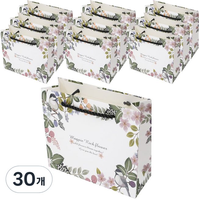 리드홈 사랑스러운 플로랄 코팅 쇼핑백 소, 혼합색상, 30개