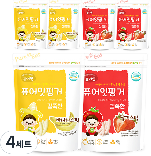 Pure Eat 手指長條草莓棒 3入 + 香蕉棒 3入