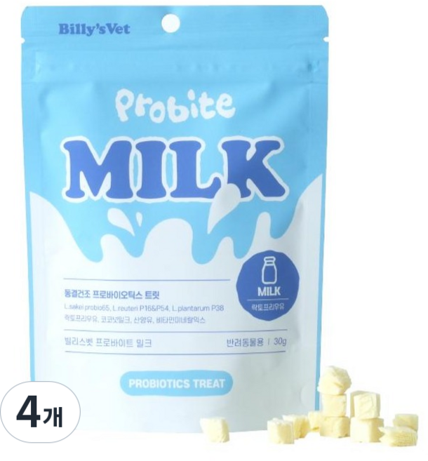 빌리스벳 반려동물 프로바이트 밀크, 30g, 4개, 밀크맛