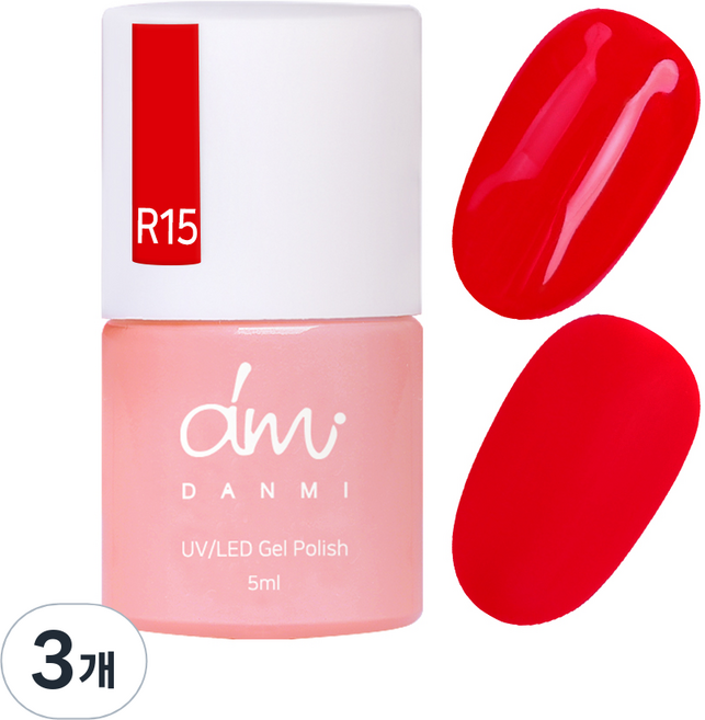 단미 컬러 젤네일, R15 딸기시럽, 5ml, 3개