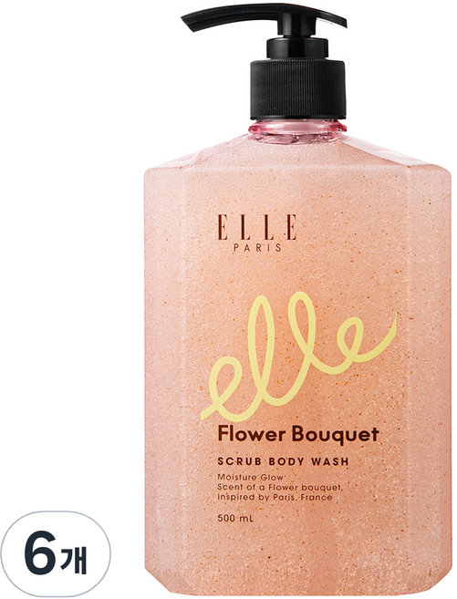 ELLEPARIS 스크럽 바디워시 플라워부케향, 6개, 500ml