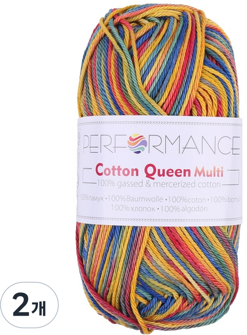 마마니트 코튼퀸 자카드 뜨개실, 9158 다크멀티mix, 2개
