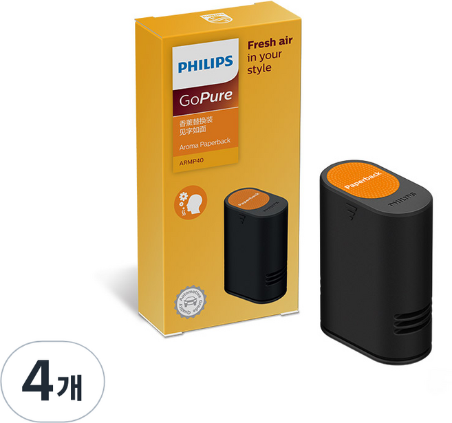 필립스 고퓨어 아로마 카트리지 차량용 방향제, 4개, 페이퍼백