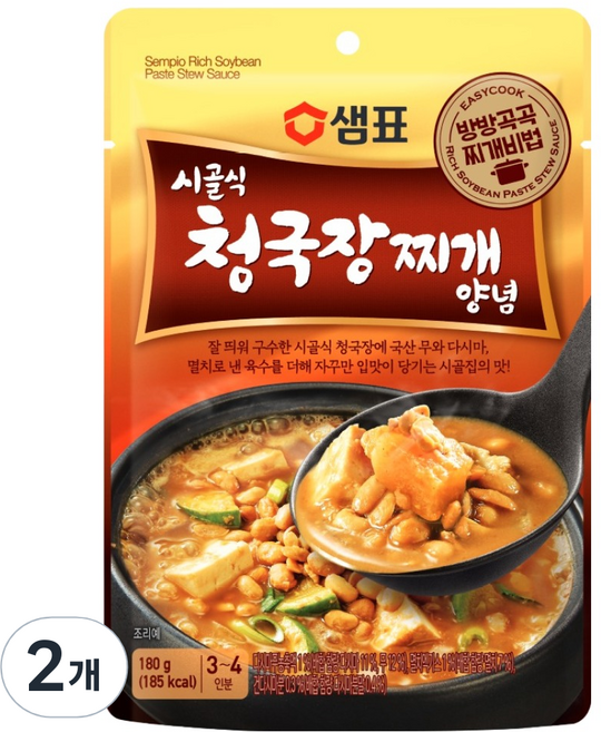 샘표 시골식 청국장찌개 양념, 180g, 2개
