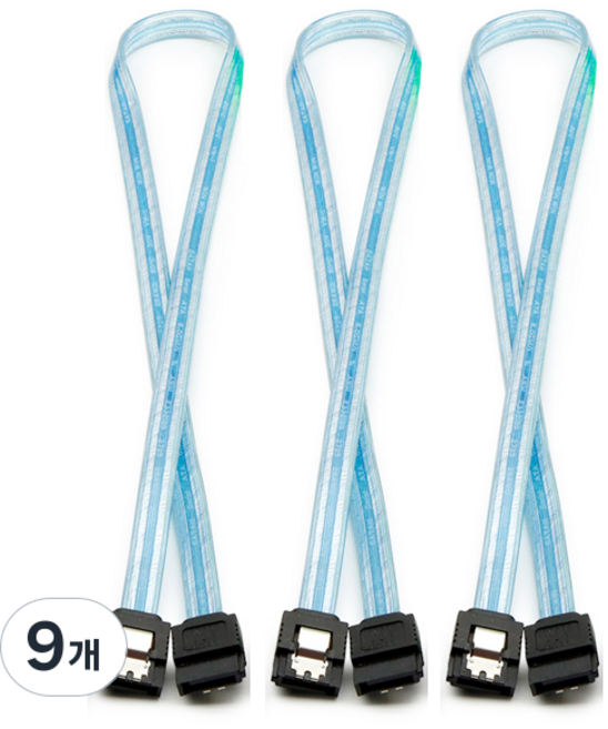 SATA3 6Gb/s 鎖扣傳輸線 透明藍 ML-S3LIB, 9個, 0.5m