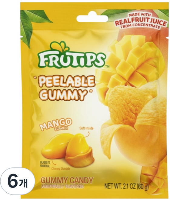프루팁스 망고 필러블 구미 1개입, 6개, 60g