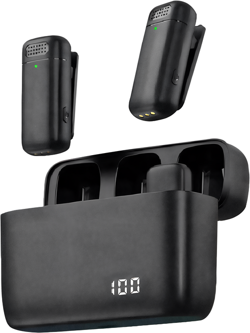 DTAudio 無線麥克風 一拖二 Apple接收器, 黑色, MIC-W02