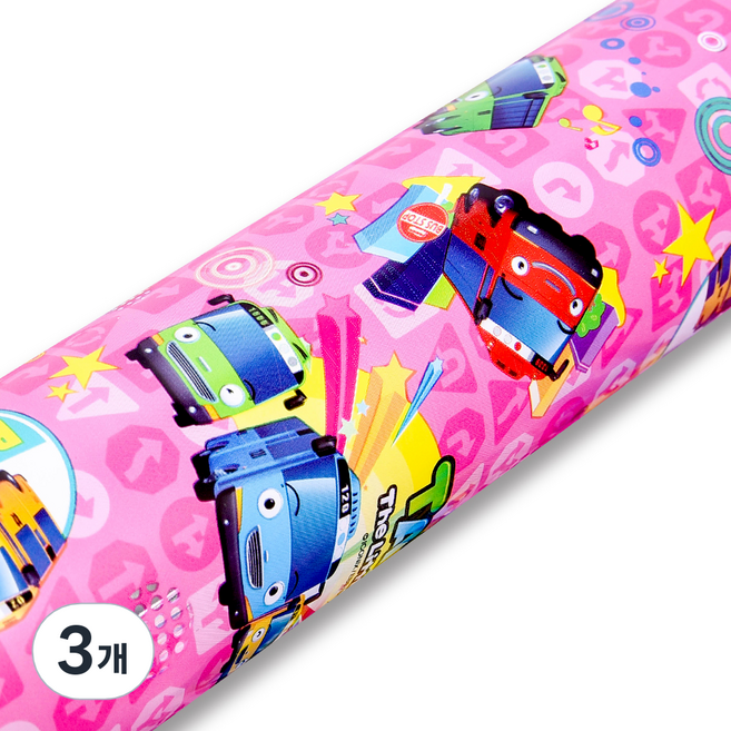 좋은기븐 꼬마버스타요 메탈롤 포장지, 핑크, 3개