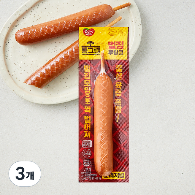 동원 통그릴 벌집 후랑크 오리지널, 70g, 3개