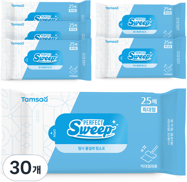 탐사 물걸레 청소포 특대형 25매 리필, 50g, 30개