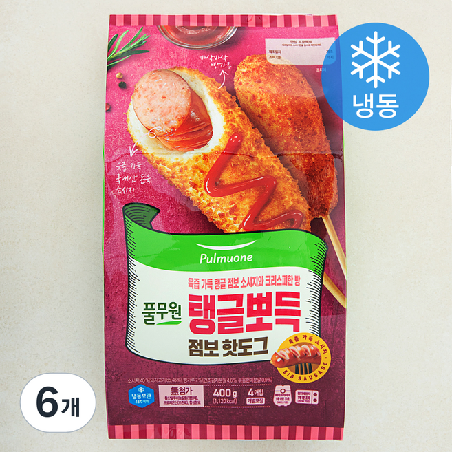 풀무원 탱글뽀득 점보 핫도그 (냉동), 100g, 4개입, 6개