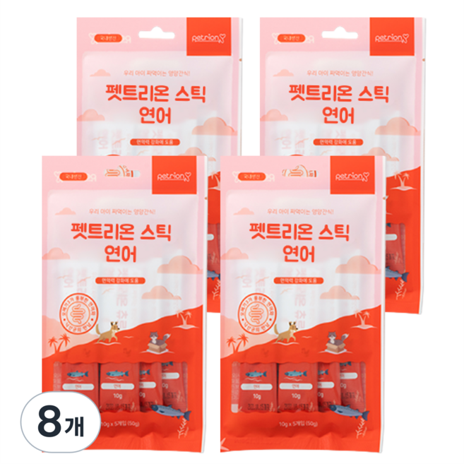 펫트리온 스틱 강아지 고양이 간식 4p, 연어, 50g, 8개
