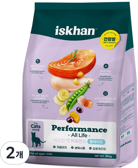 이즈칸 전연령 캣 퍼포먼스 올라이프 건식사료, 10kg, 2개