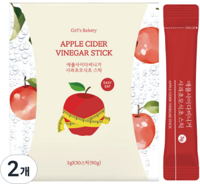 애플사이다 비니거 사과초모 식초 스틱 30p, 3g, 2개