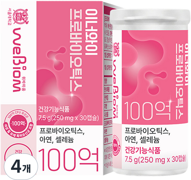 서울대위바이옴 이너와이 프로바이오틱스 아연 셀레늄 7.5g, 30정, 4개