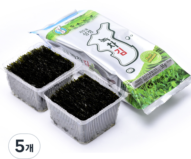 지도표성경 보성녹차 조각김, 55g, 5개