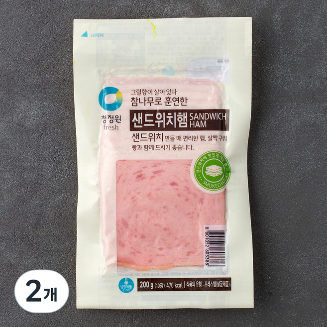 대상 참나무 훈연 샌드위치햄, 200g, 2개