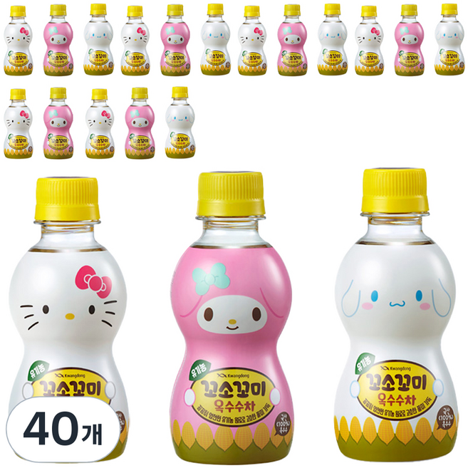 꼬소꼬미 유기농 옥수수차 캐릭터 랜덤발송, 200ml, 40개