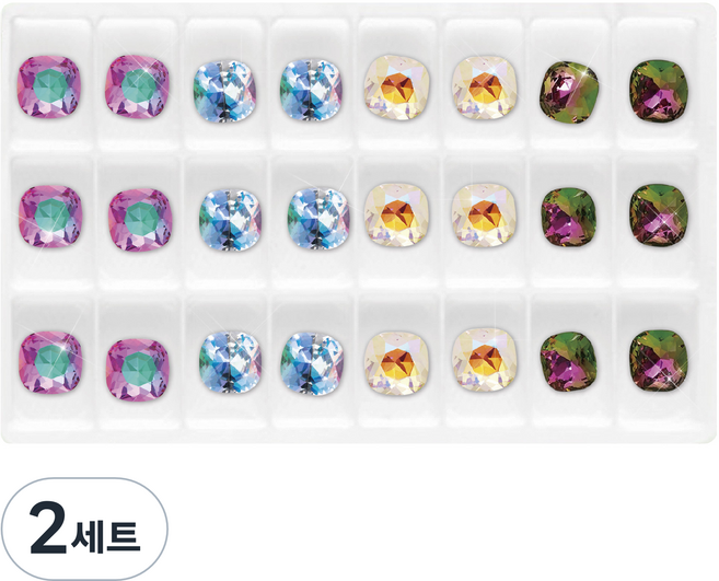 골드루쓰 크리스탈 쉬머 쿠션컷 네일 스톤 24p 세트, 혼합색상, 2세트