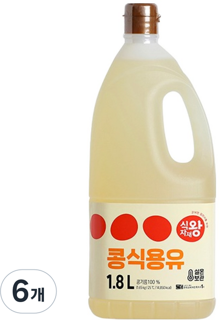 식자재왕 콩식용유, 6개, 1.8L