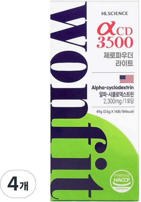 에이치엘사이언스 원핏 알파CD 3500 제로파우더 라이트 알파시클로덱스트린 레몬맛, 14회분, 4개