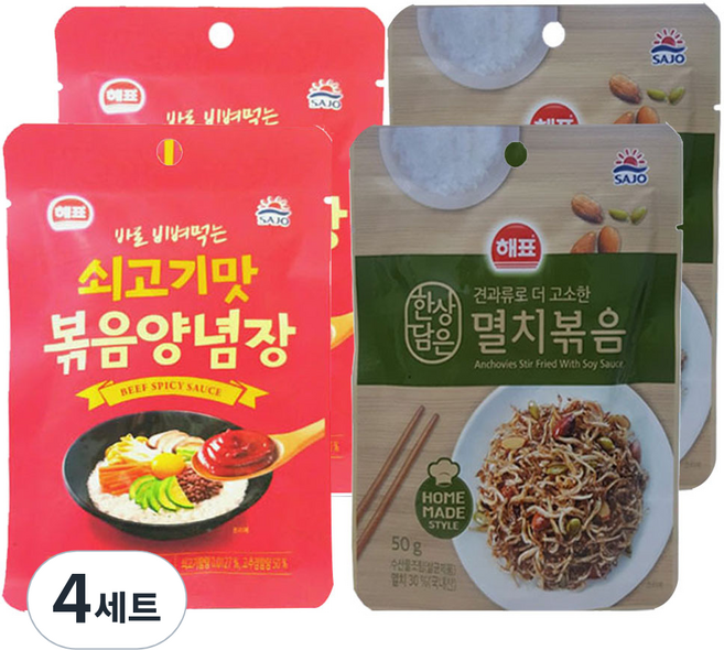 해표 쇠고기맛 볶음양념장70g x 2 + 멸치볶음50g x 2, 4세트