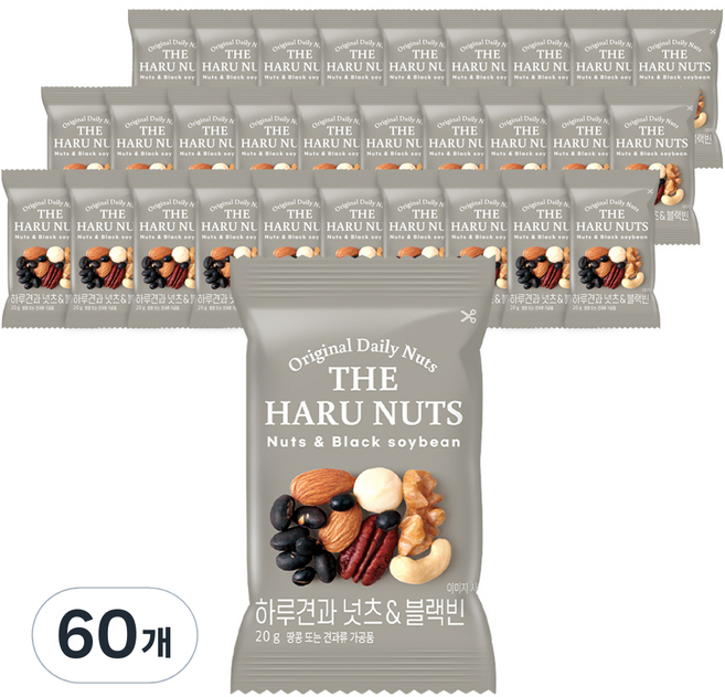 하루견과 넛츠 & 블랙빈 믹스넛, 20g, 60개